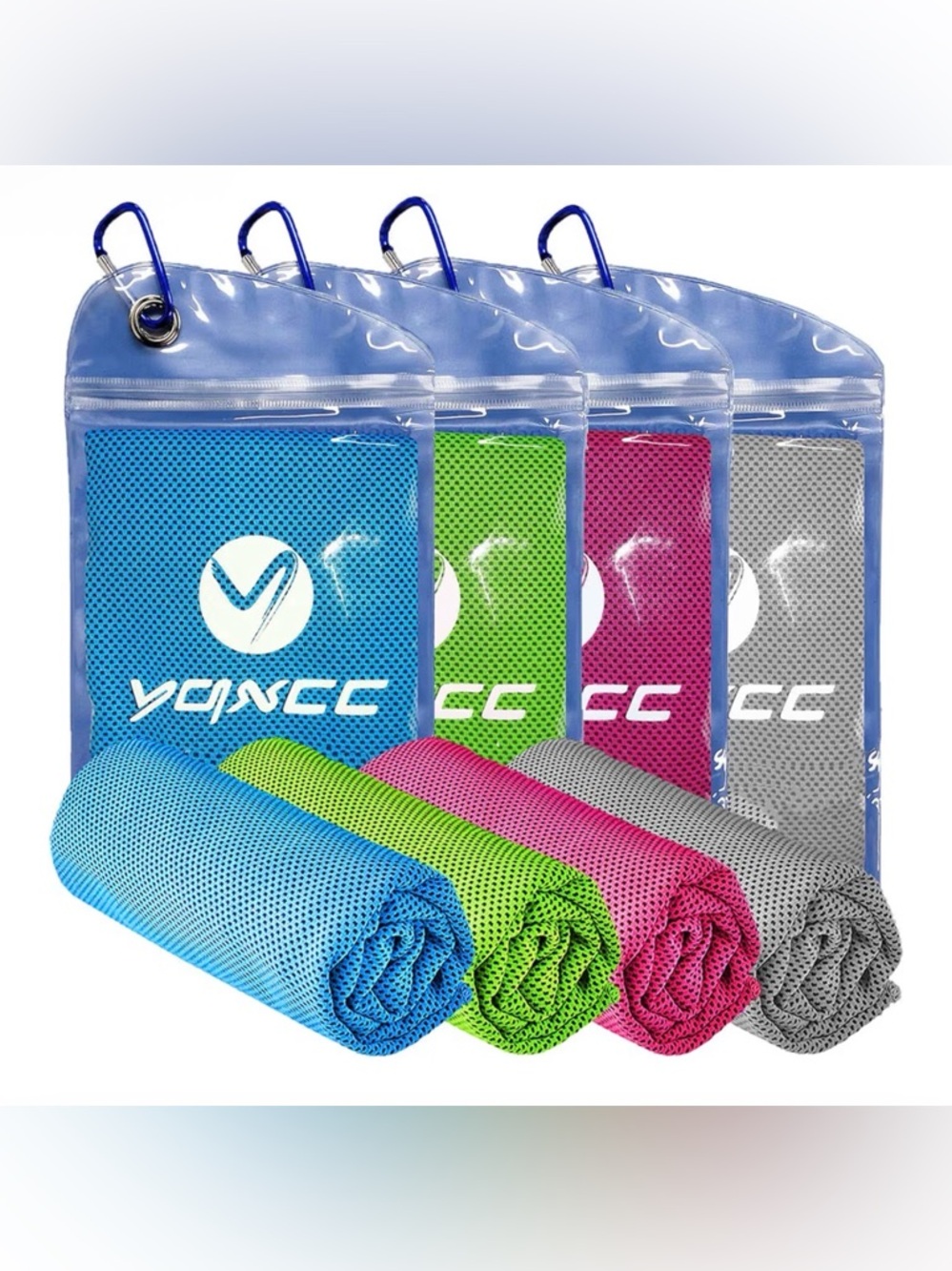 4 Pack- Cooling Towel Set - Blue, Green, Pink, Gray